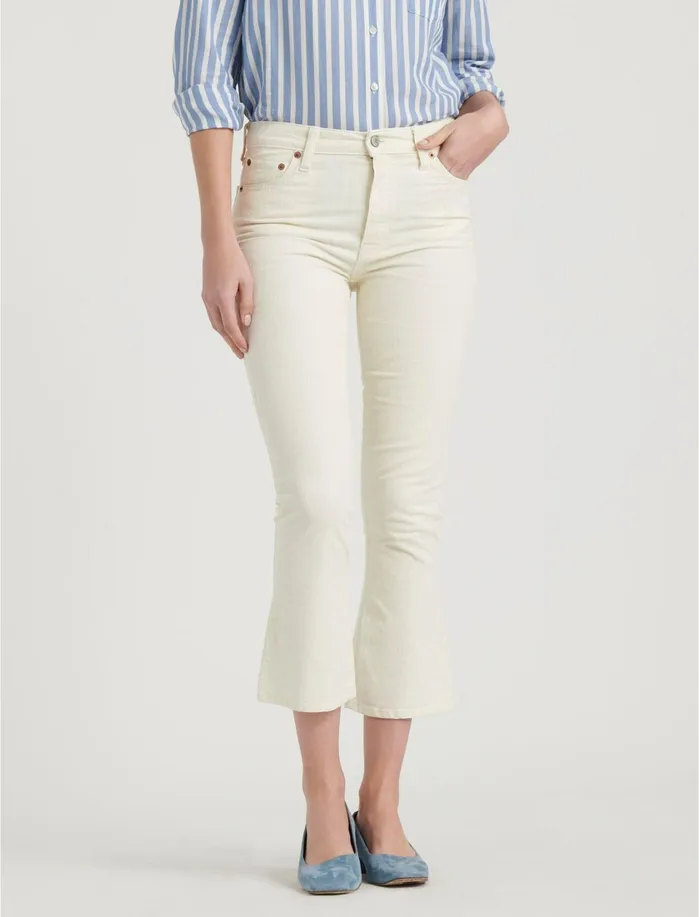 Pants Women Lucky Brand High Rise Bridgette Mini Boot Corduroy Jean Warm White Ct