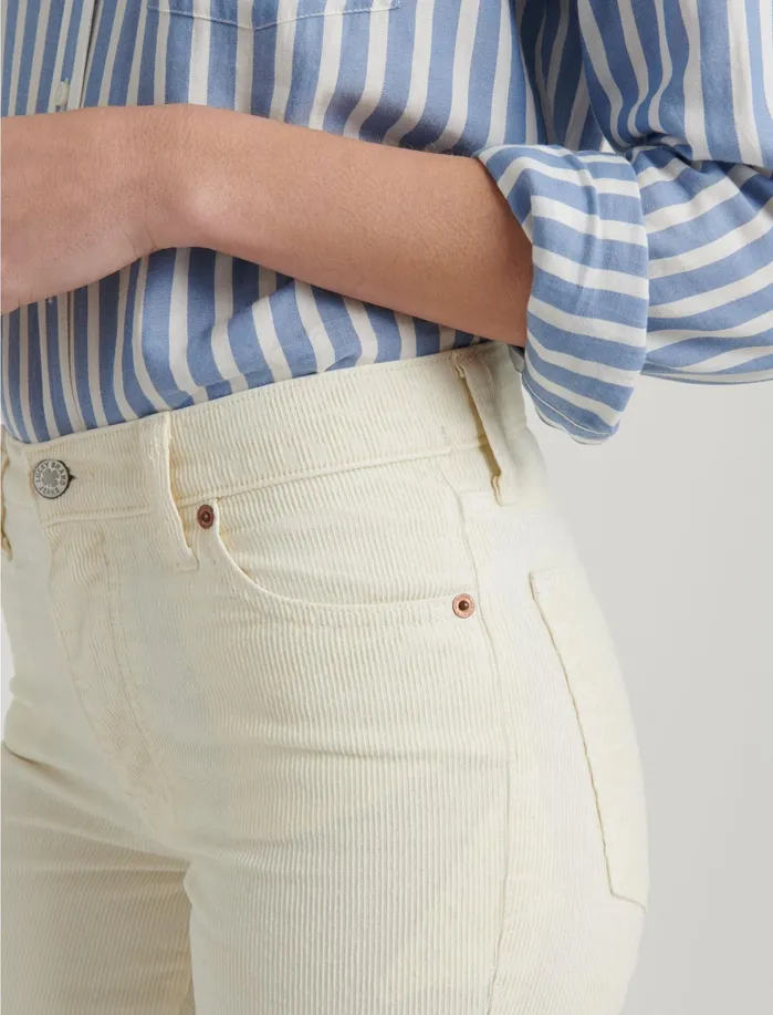 Pants Women Lucky Brand High Rise Bridgette Mini Boot Corduroy Jean Warm White Ct