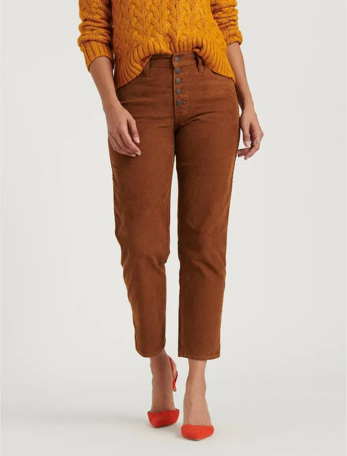 Pants Women Lucky Brand Mid Rise Authentic Straight Crop Corduroy Jean Vintage Monks Robe