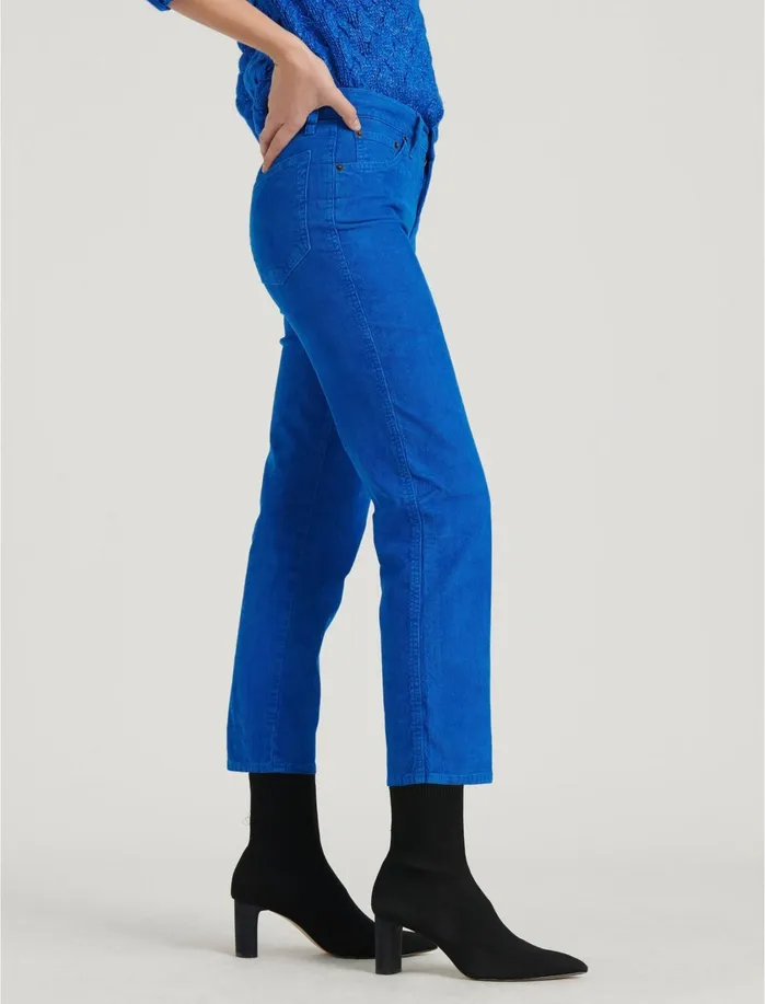 Pants Women Lucky Brand Mid Rise Authentic Straight Crop Corduroy Jean Vintage Princess Blu