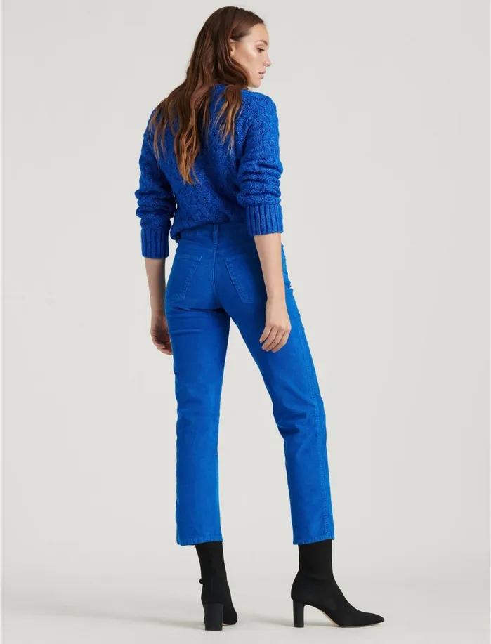 Pants Women Lucky Brand Mid Rise Authentic Straight Crop Corduroy Jean Vintage Princess Blu
