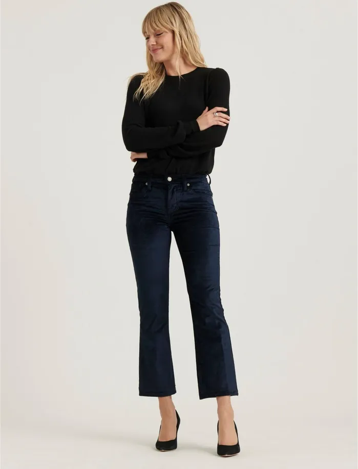 Pants Women Lucky Brand Mid Rise Ava Crop Mini Boot Velvet Jean American Navy