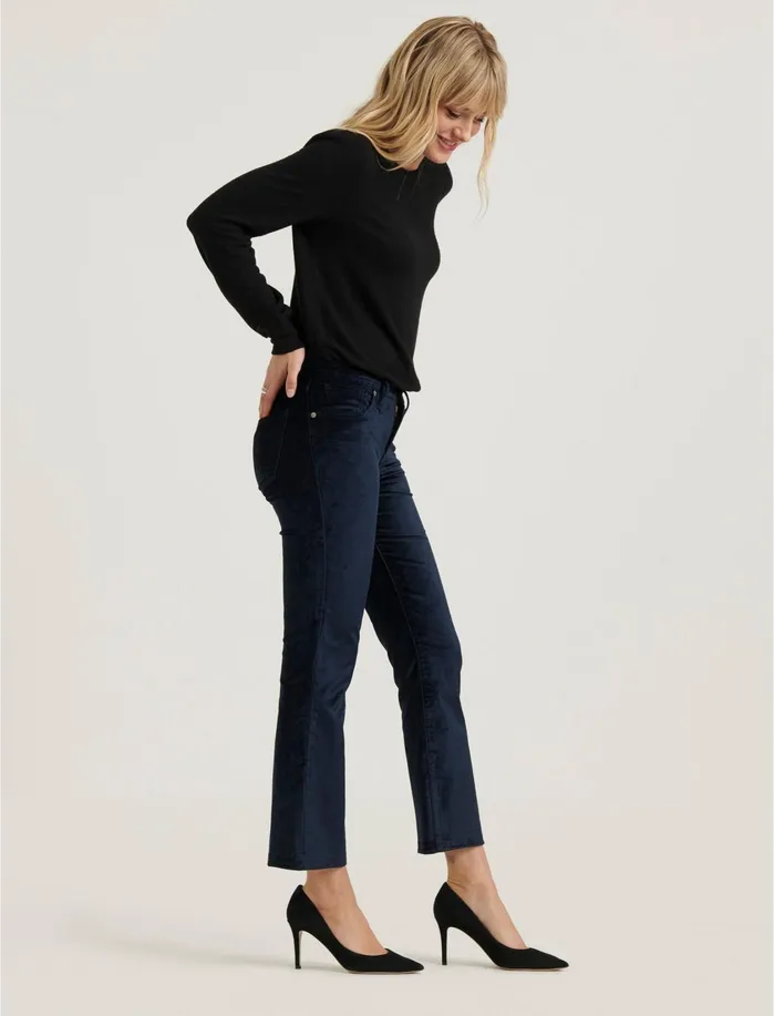 Pants Women Lucky Brand Mid Rise Ava Crop Mini Boot Velvet Jean American Navy