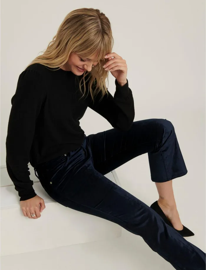 Pants Women Lucky Brand Mid Rise Ava Crop Mini Boot Velvet Jean American Navy