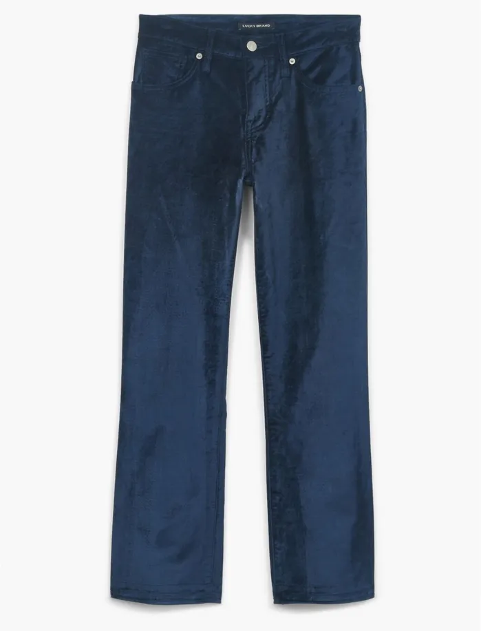 Pants Women Lucky Brand Mid Rise Ava Crop Mini Boot Velvet Jean American Navy