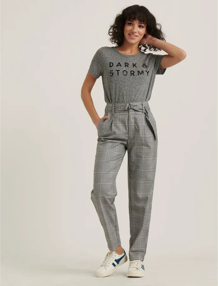 Pants Women Lucky Brand Plaid Austin Pant Grey Multi