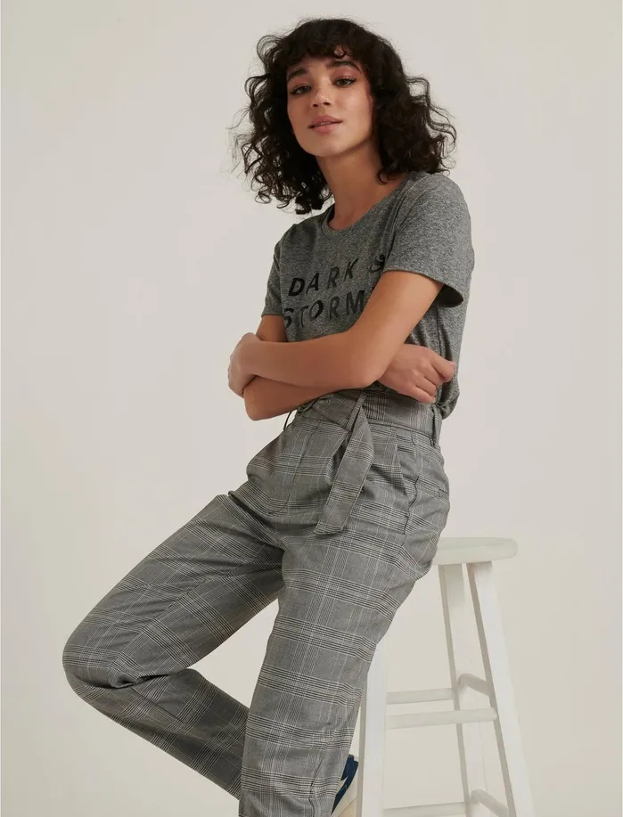 Pants Women Lucky Brand Plaid Austin Pant Grey Multi
