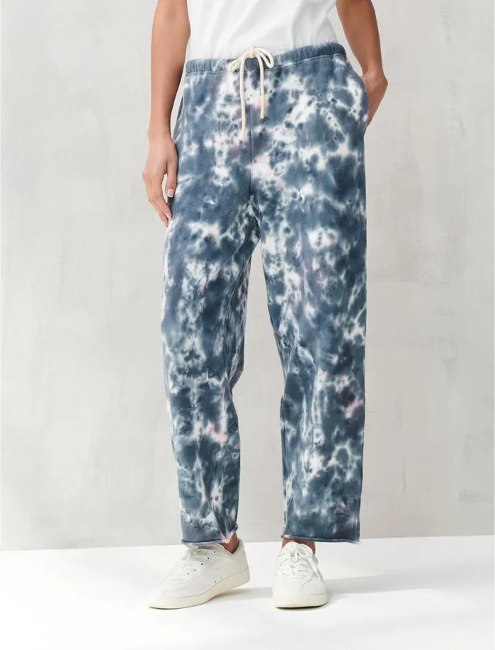 Pants Women Lucky Brand SUEDED TERRY CROP WIDE LEG PANT Tie Dye