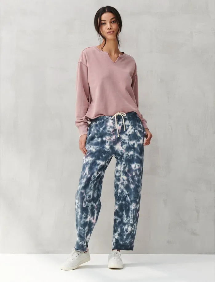 Pants Women Lucky Brand SUEDED TERRY CROP WIDE LEG PANT Tie Dye