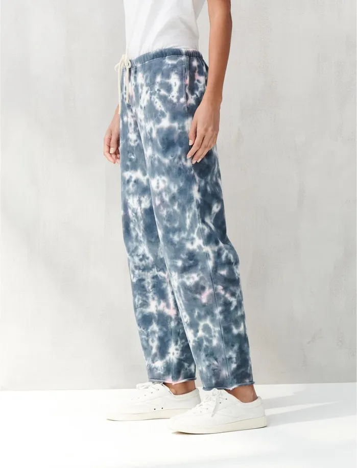 Pants Women Lucky Brand SUEDED TERRY CROP WIDE LEG PANT Tie Dye