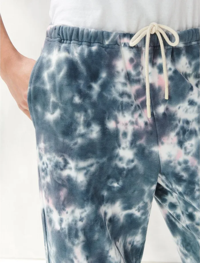 Pants Women Lucky Brand SUEDED TERRY CROP WIDE LEG PANT Tie Dye