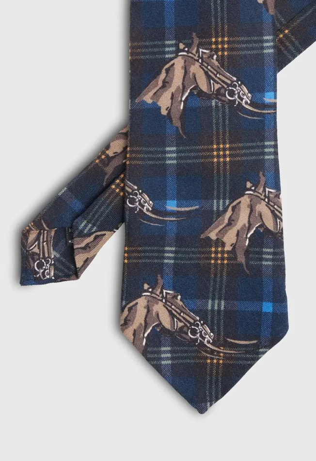 Paul Stuart Accessories Equestrian Print Tie Blue 8211 Men