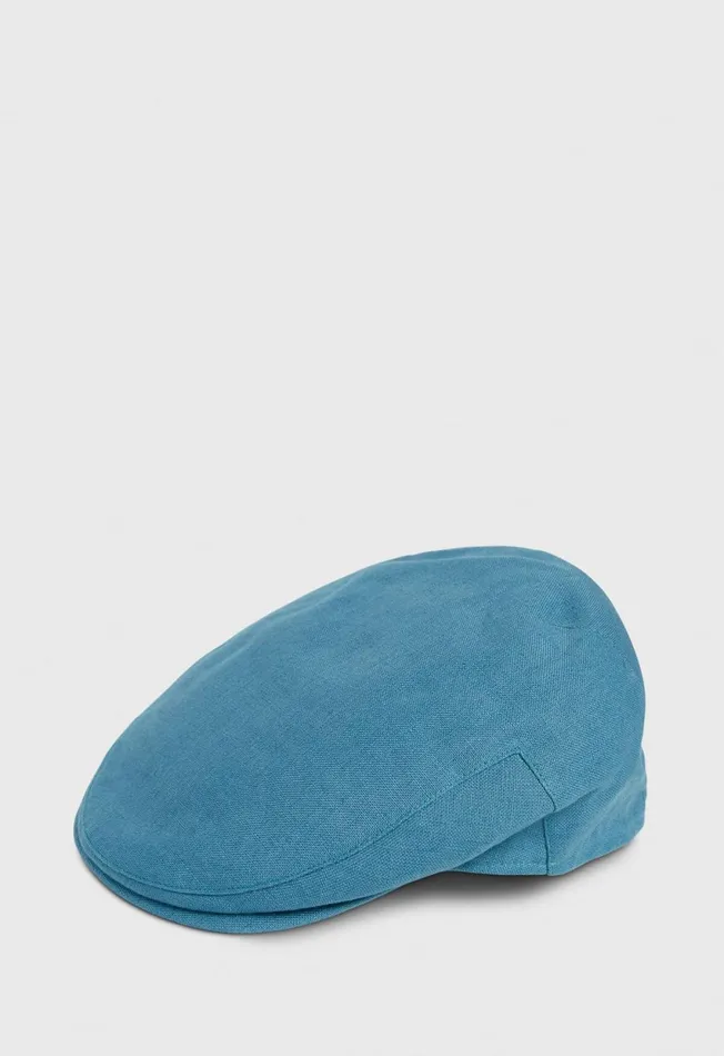 Paul Stuart Accessories Irish Linen Solid Flat Cap Blue 8211 Men