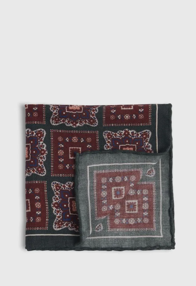 Paul Stuart Accessories Large Printed Medallion Pocket Square Black 8211 Men