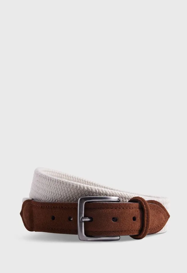 Paul Stuart Belts Braided Suede Trim Belt Cream 8211 Men