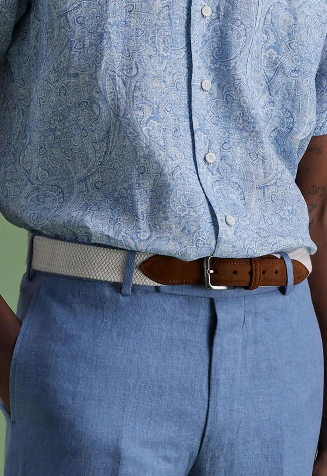 Paul Stuart Belts Braided Suede Trim Belt Cream 8211 Men Paul Stuart Belts Braided Suede Trim Belt Cream 8211 Men