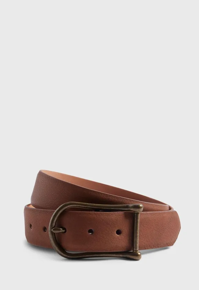 Paul Stuart Belts Leather Belt With Brass Buckle Brown 8211 Men