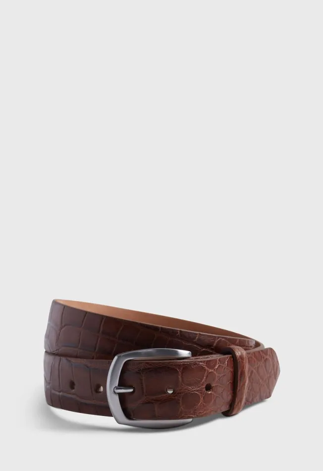 Paul Stuart Belts Matte Alligator Belt Black 8211 Men