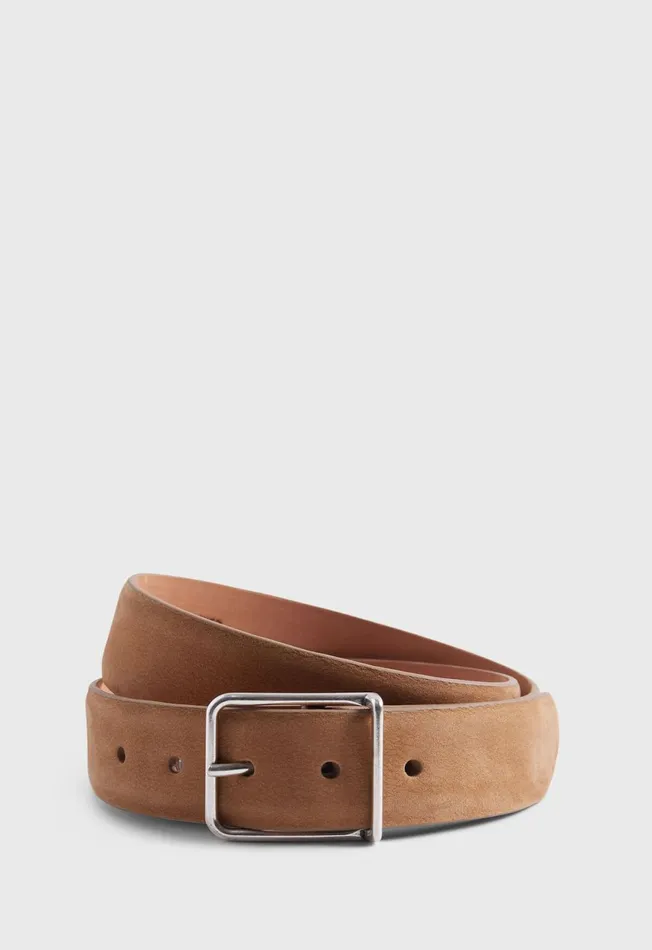 Paul Stuart Belts Suede Belt With Nickel Buckle Cognac 8211 Men