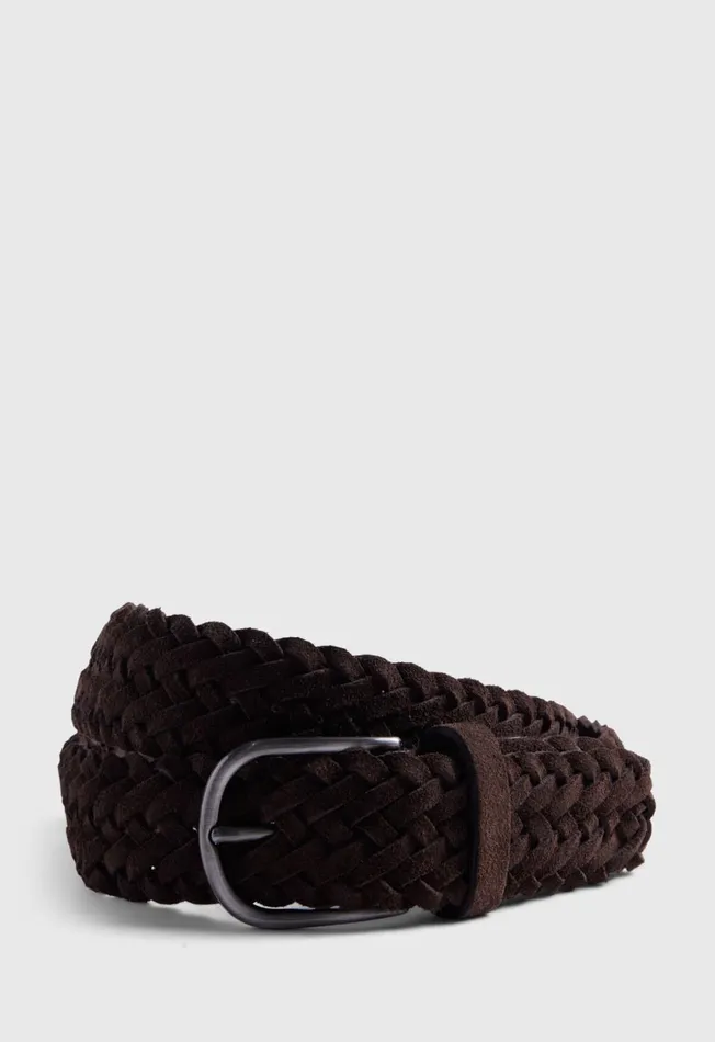 Paul Stuart Belts Woven Suede Belt Brown 8211 Men
