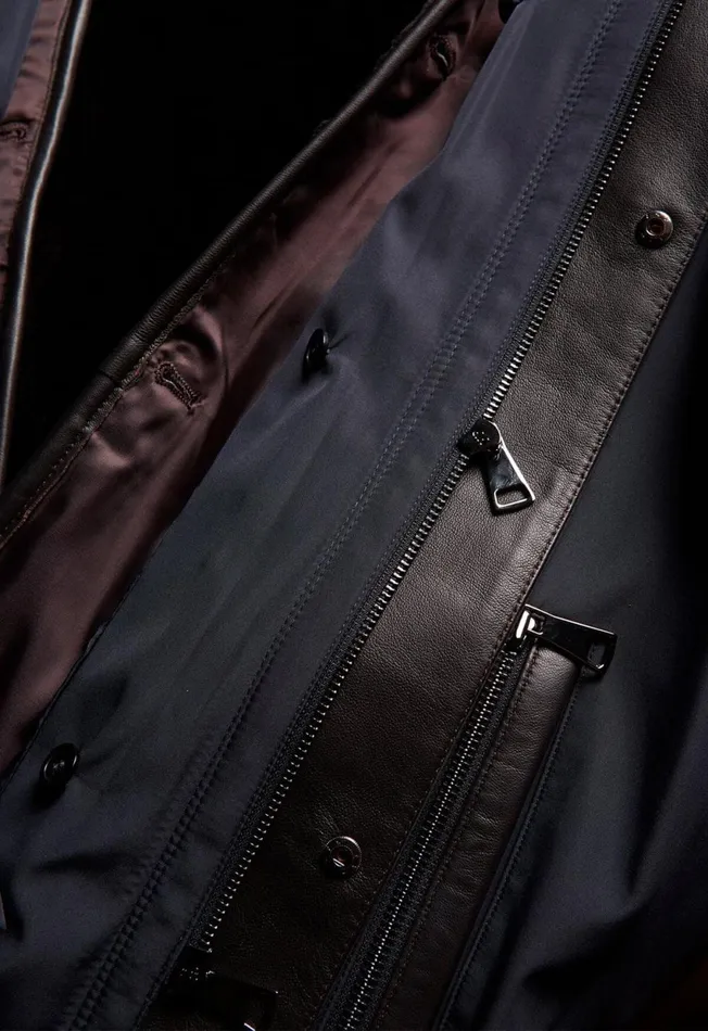 Paul Stuart Coats and Outerwear Menx27s Outerwear 8211 Navy Shearling Rain Jacket 8211 Paul Stuart Navy 8211 Men