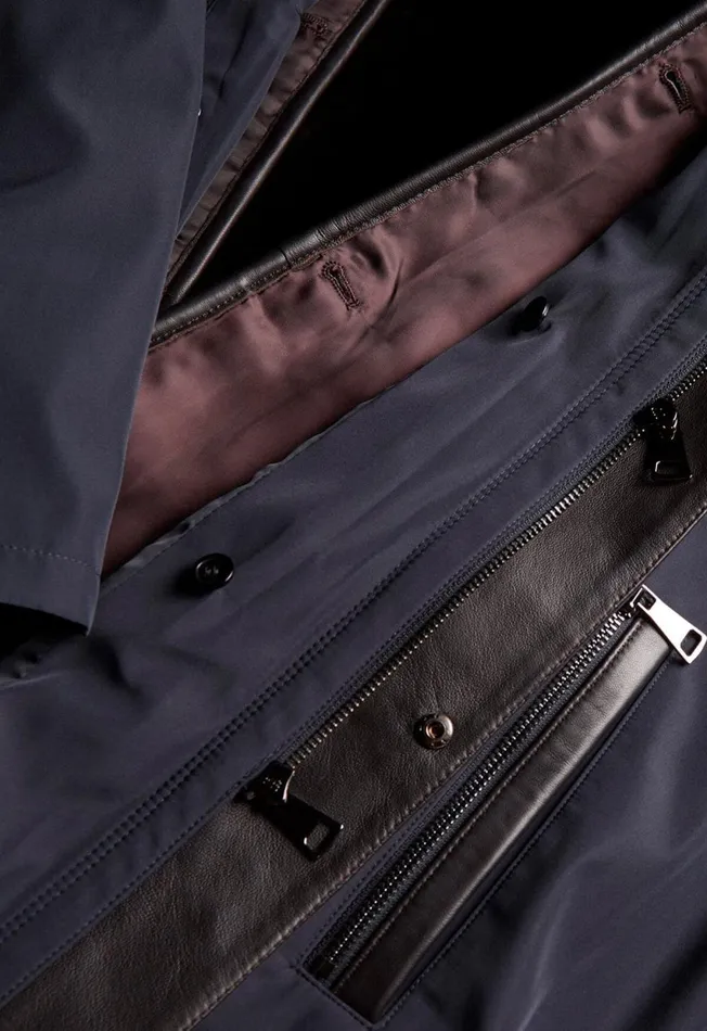 Paul Stuart Coats and Outerwear Menx27s Outerwear 8211 Navy Shearling Rain Jacket 8211 Paul Stuart Navy 8211 Men