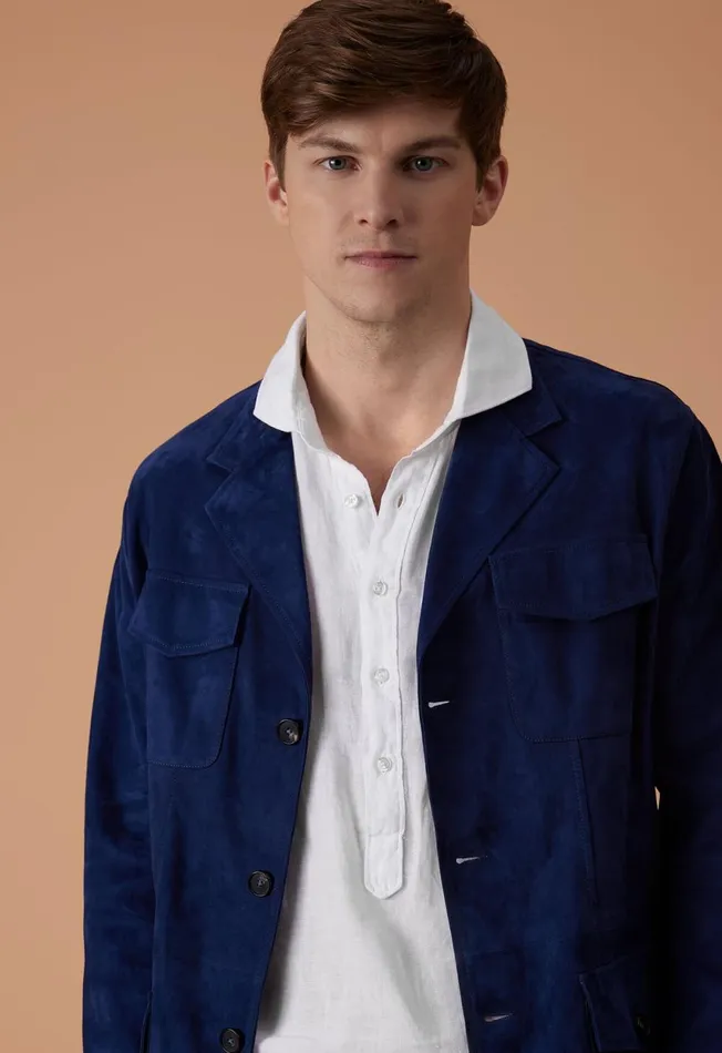 Paul Stuart Coats and Outerwear Suede Field Jacket Navy 8211 Men Paul Stuart Coats and Outerwear Suede Field Jacket Navy 8211 Men