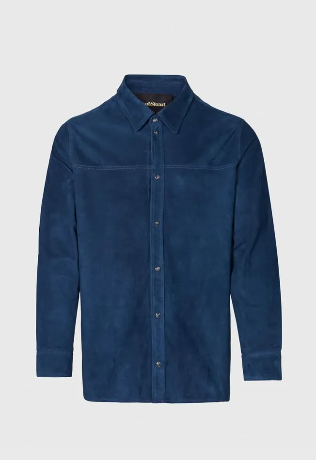 Paul Stuart Coats and Outerwear Suede Shirt Jacket Blue 8211 Men