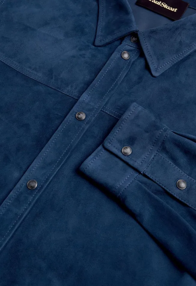 Paul Stuart Coats and Outerwear Suede Shirt Jacket Blue 8211 Men Paul Stuart Coats and Outerwear Suede Shirt Jacket Blue 8211 Men