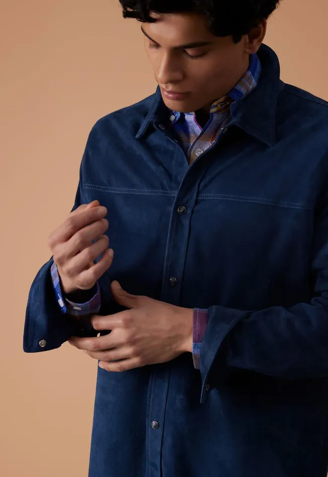 Paul Stuart Coats and Outerwear Suede Shirt Jacket Blue 8211 Men Paul Stuart Coats and Outerwear Suede Shirt Jacket Blue 8211 Men