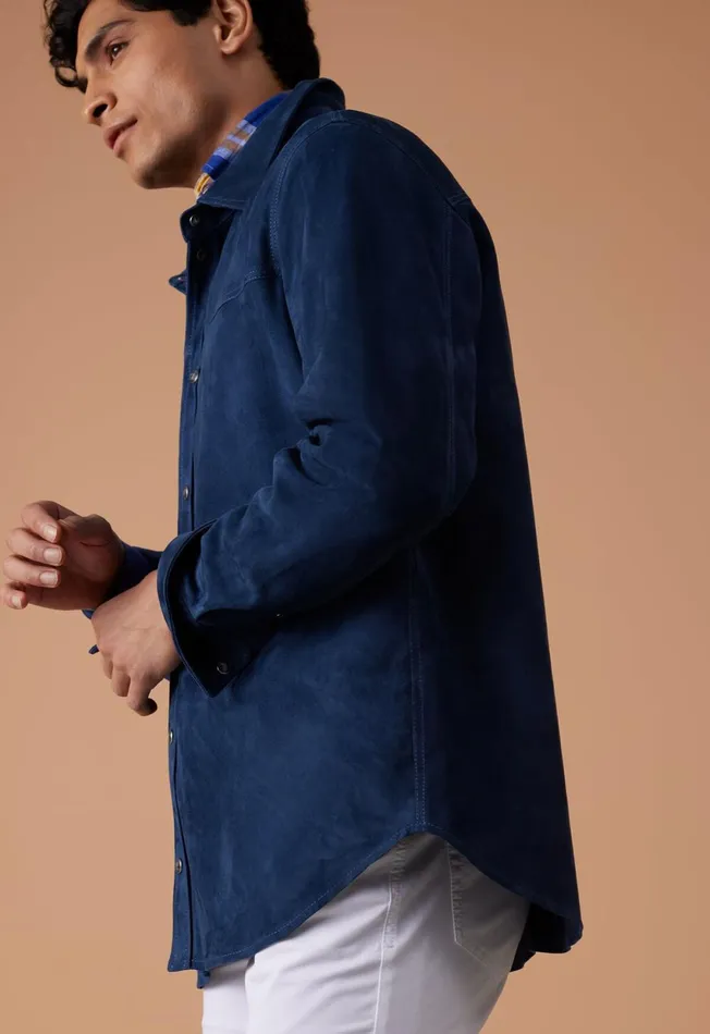 Paul Stuart Coats and Outerwear Suede Shirt Jacket Blue 8211 Men Paul Stuart Coats and Outerwear Suede Shirt Jacket Blue 8211 Men