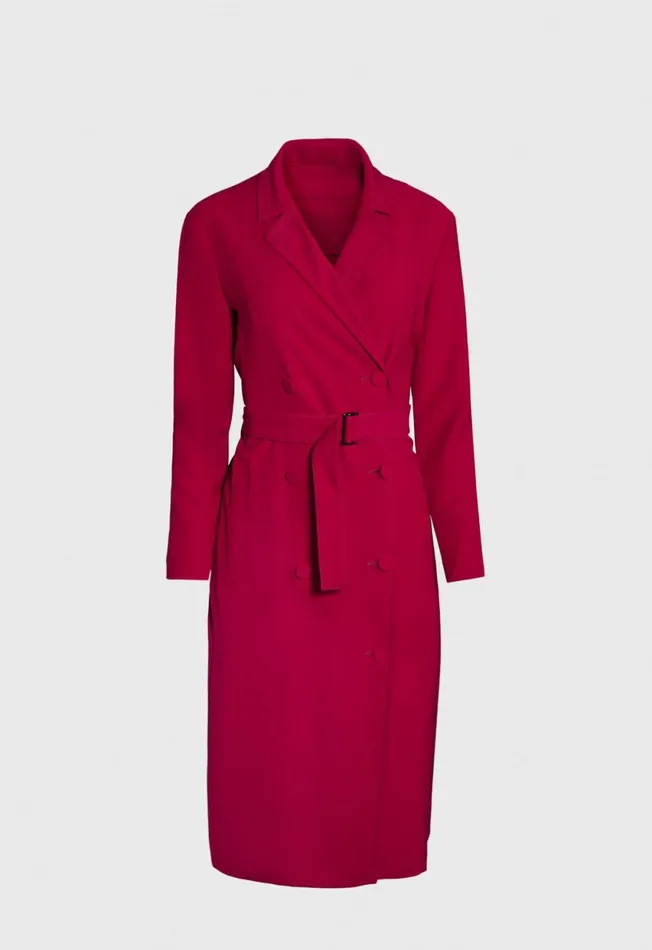 Paul Stuart Dresses Double Breasted Belted Trench Dress Red 8211 Women