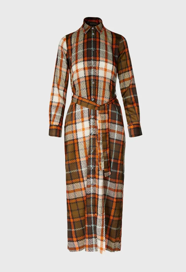 Paul Stuart Dresses Printed Shirt Dress Brownorange 8211 Women