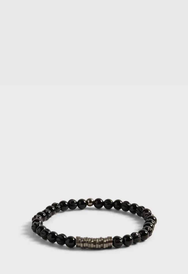 Paul Stuart Jewelry Black Agate Beads With Black Rhodium Plated Sterling Silver Black 8211 Men