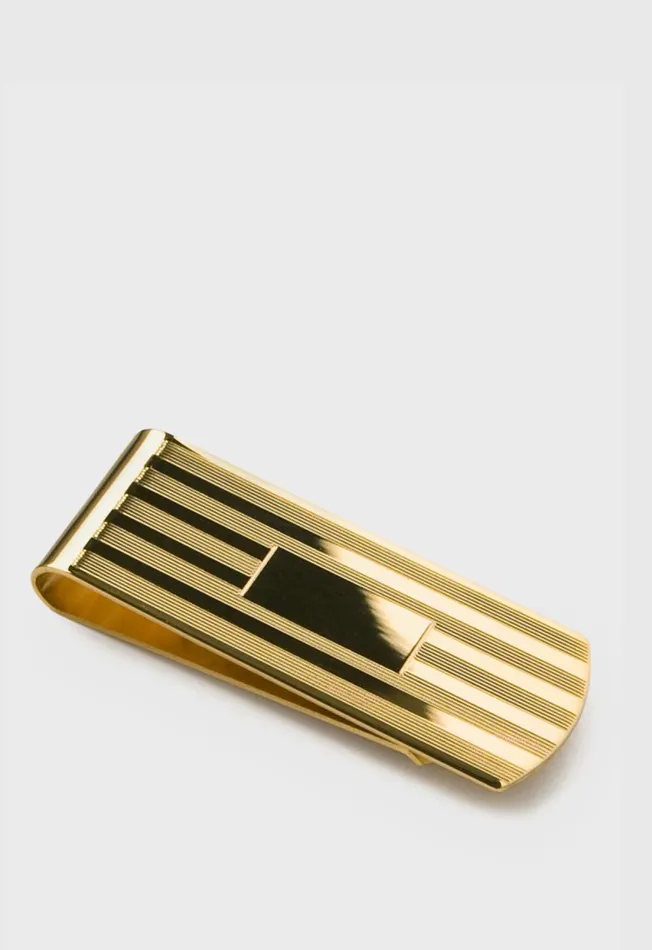 Paul Stuart Jewelry Engine Turned Money Clip Gold 8211 Men