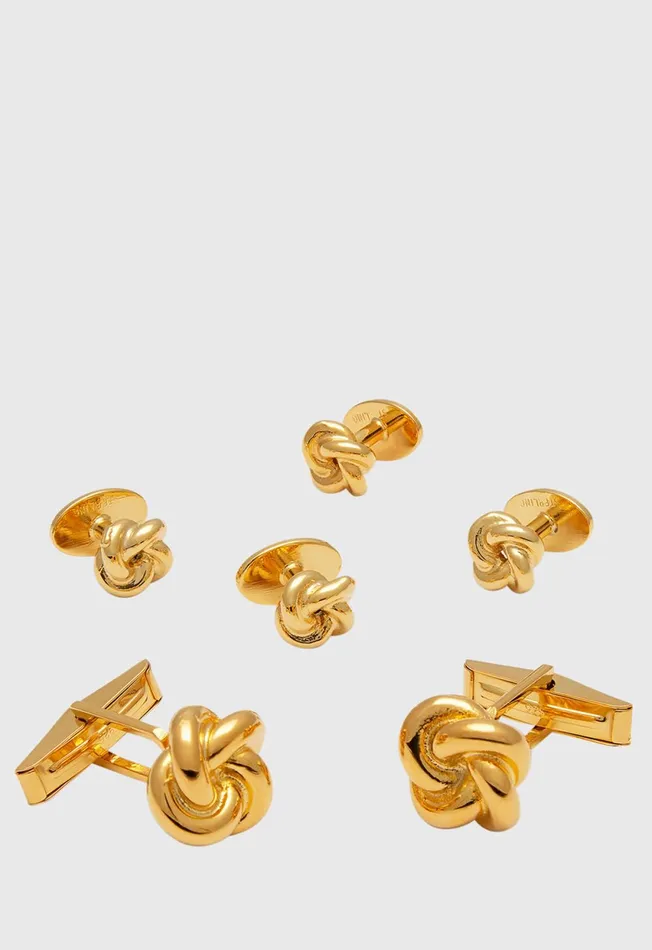 Paul Stuart Jewelry Gold Plated Sterling Silver Knot Cufflink and Stud Set Assorted 8211 Men Paul Stuart Jewelry Gold Plated Sterling Silver Knot Cufflink and Stud Set Assorted 8211 Men