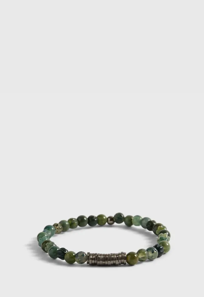 Paul Stuart Jewelry Green Agate Beaded Bracelet Green 8211 Men
