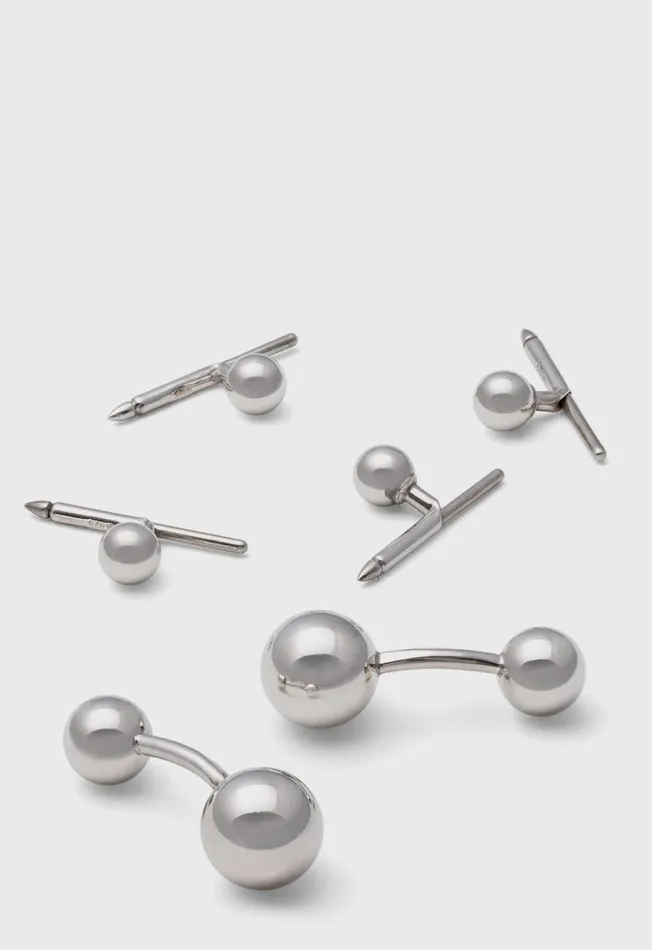 Paul Stuart Jewelry Sterling Silver Ball Cufflink and Stud Set Silver 8211 Men Paul Stuart Jewelry Sterling Silver Ball Cufflink and Stud Set Silver 8211 Men