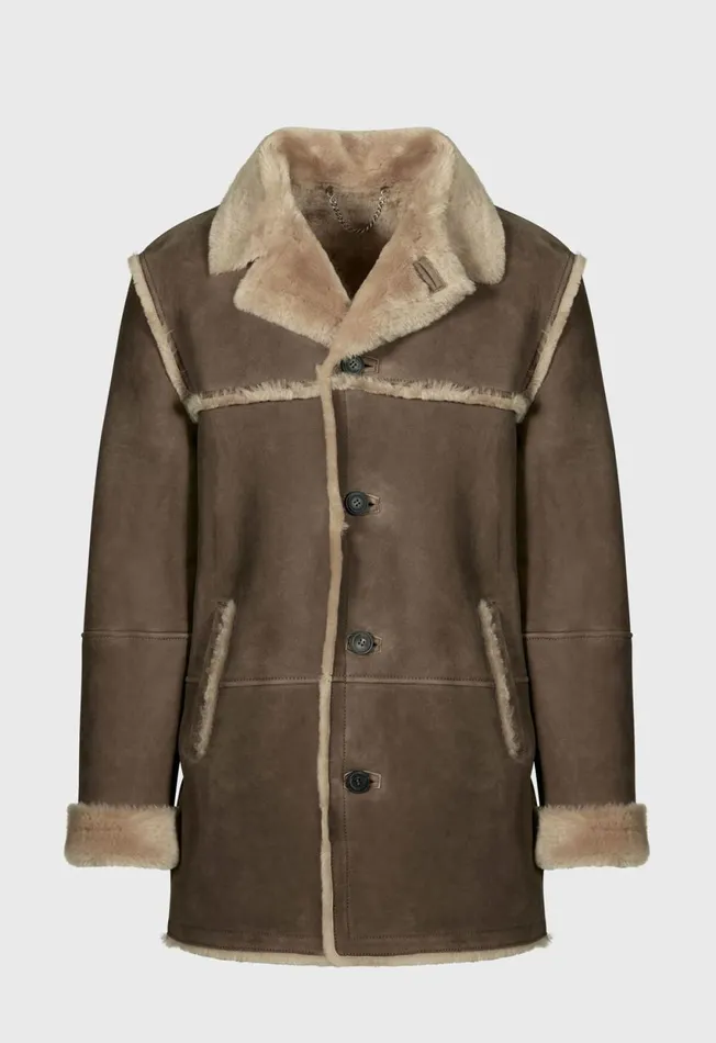Paul Stuart Outerwear Classic Shearling Coat Tan 8211 Men