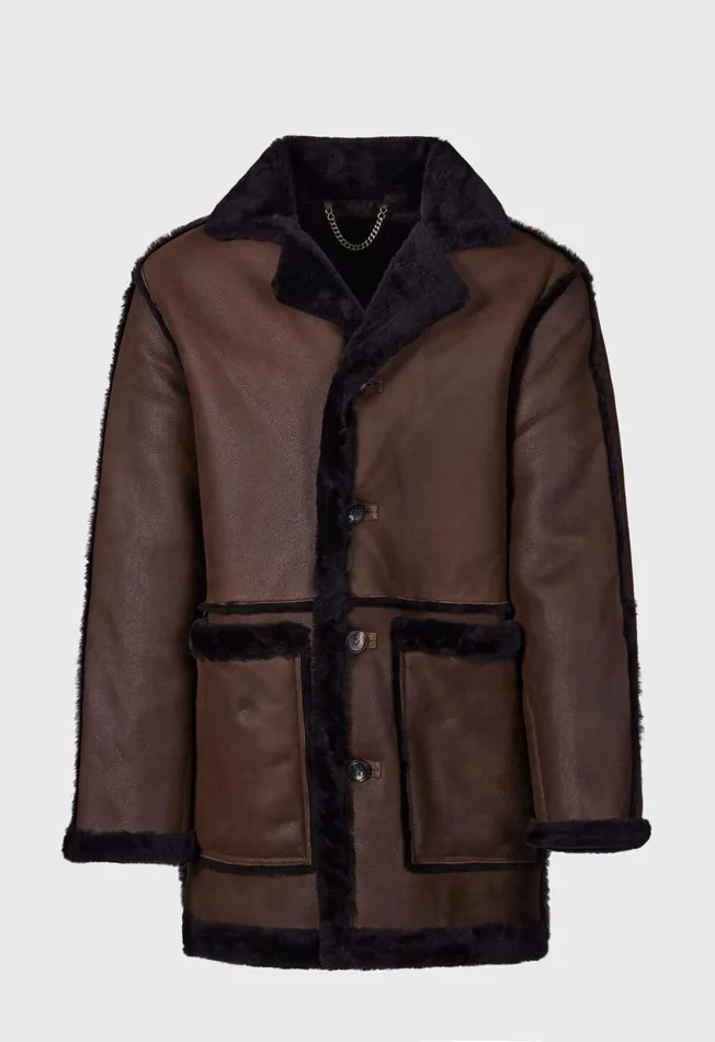 Paul Stuart Outerwear Cocoa Suede Shearling Coat Brown 8211 Men