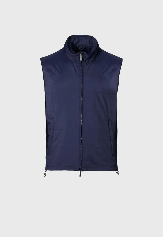Paul Stuart Outerwear Nylon Zip Vest Navy 8211 Men