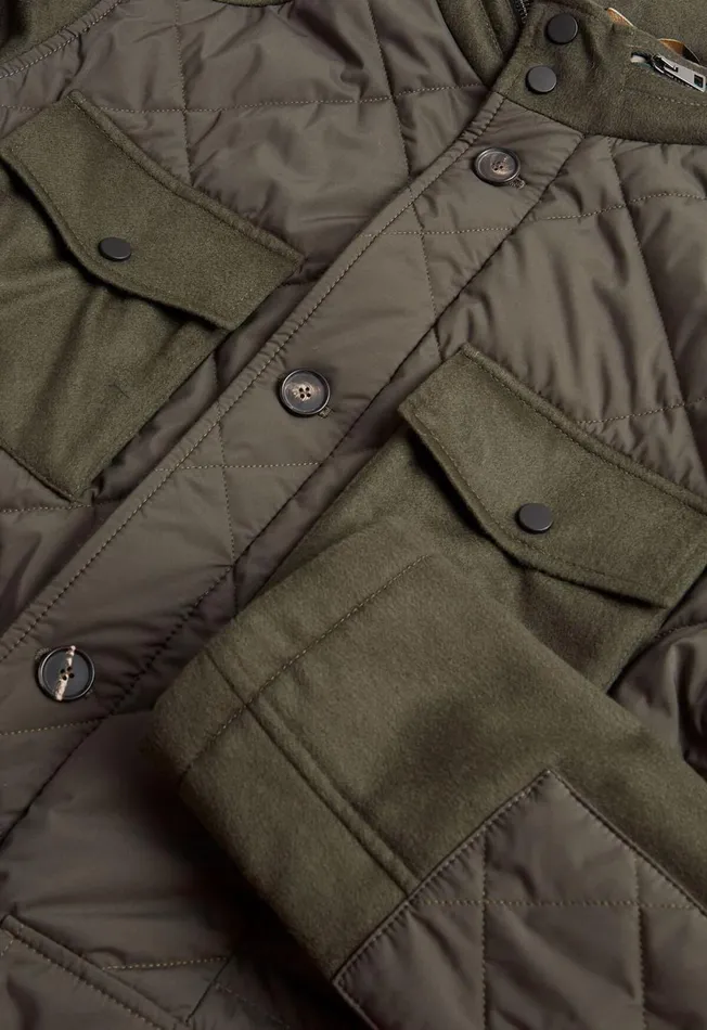 Paul Stuart Outerwear Olive Cashmere and Microfiber Quilted Field Jacket 8211 Paul Stuart Olive 8211 Men Paul Stuart Outerwear Olive Cashmere and Microfiber Quilted Field Jacket 8211 Paul Stuart Olive 8211 Men