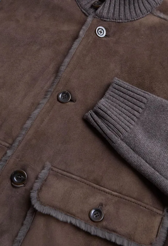 Paul Stuart Outerwear Shearling And Knit Blouson Jacket Brown 8211 Men Paul Stuart Outerwear Shearling And Knit Blouson Jacket Brown 8211 Men