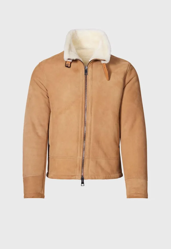 Paul Stuart Outerwear Shearling Aviator Jacket Tan 8211 Men