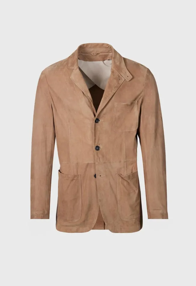 Paul Stuart Outerwear Stand Collar Suede Jacket Toffee 8211 Men