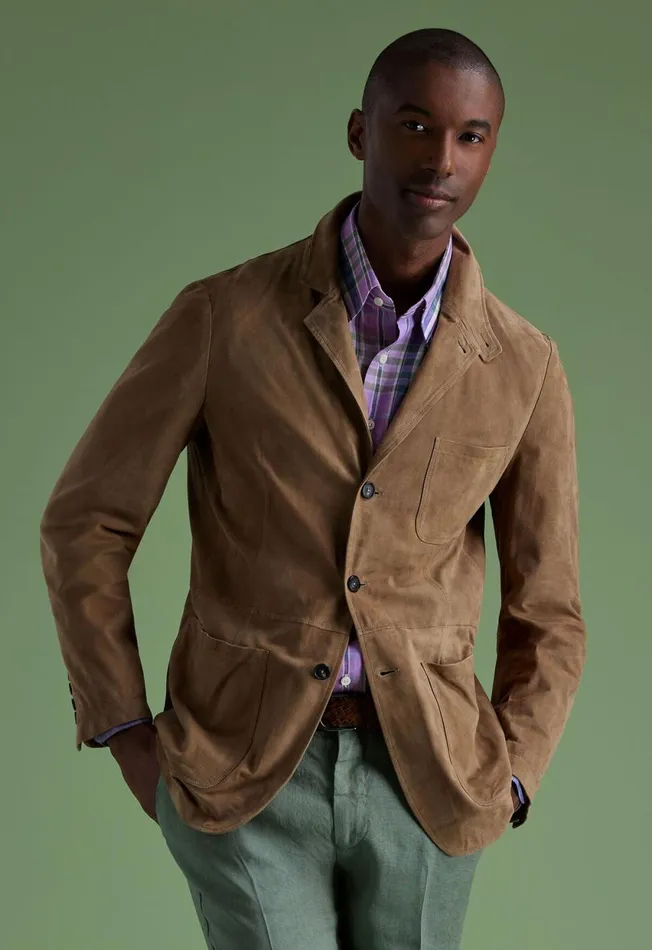 Paul Stuart Outerwear Stand Collar Suede Jacket Toffee 8211 Men Paul Stuart Outerwear Stand Collar Suede Jacket Toffee 8211 Men