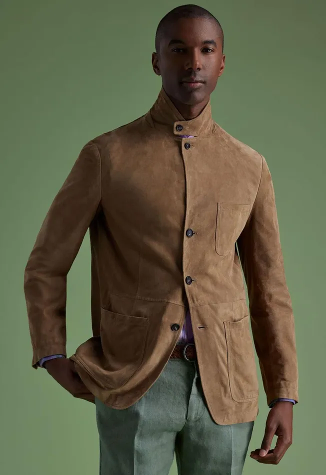 Paul Stuart Outerwear Stand Collar Suede Jacket Toffee 8211 Men Paul Stuart Outerwear Stand Collar Suede Jacket Toffee 8211 Men