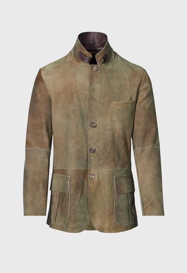 Paul Stuart Outerwear Suede Raw Edge Jacket Olive 8211 Men