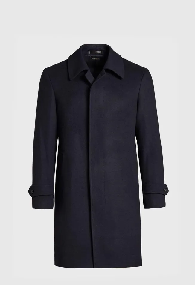 Paul Stuart Outerwear Super 180s Wool Raincoat Navy 8211 Men