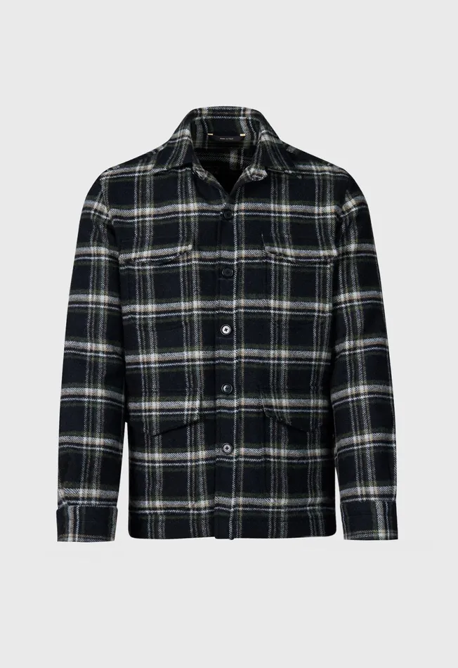 Paul Stuart Outerwear Wool Plaid Shirt Jacket Blackmulti 8211 Men